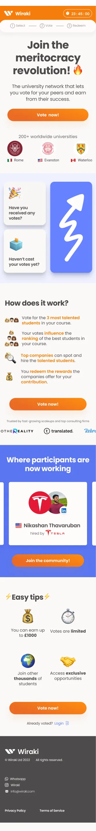 Scrollable content of the new welcome screen