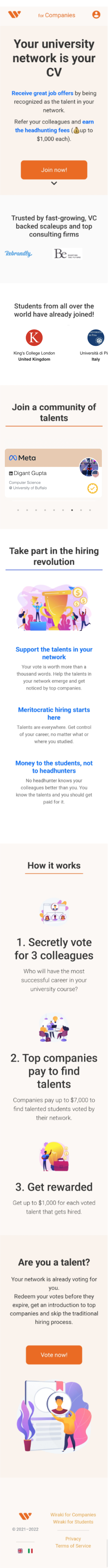 Scrollable content of the welcome screen