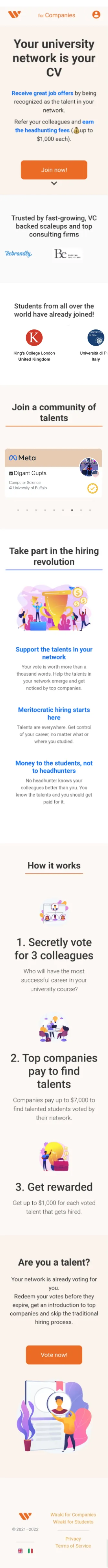 Scrollable content of the welcome screen